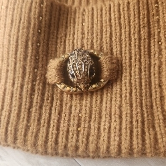 Kurt Geiger Tan Knit Beanie with Gold Details - Picture 2 of 3